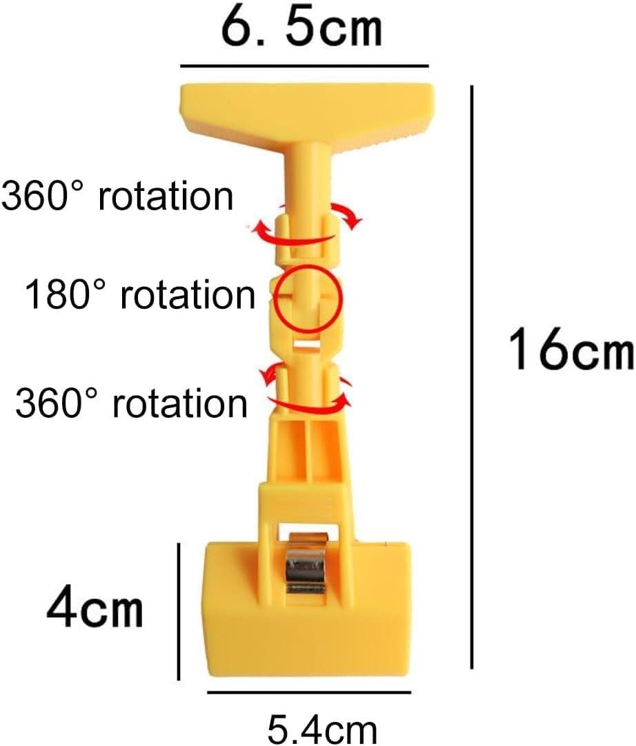 Portacarteles giratorio A5 con clip y película transparente, papel amarillo, ajustable horizontal y verticalmente, clip de PVC resistente,Soporte para carteles con pinza(White)