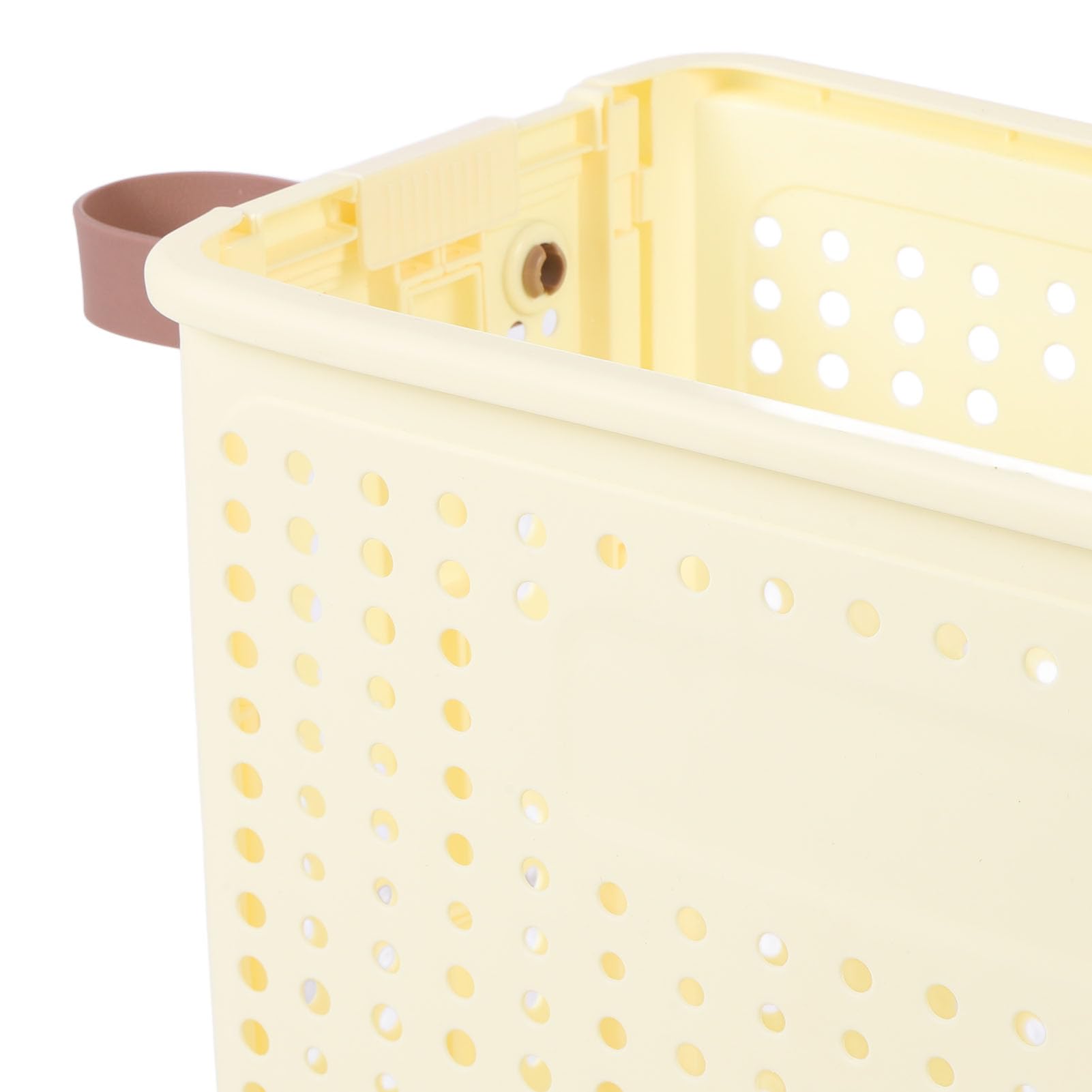 Cesto portabiancheria sottile pieghevole salvaspazio in robusta plastica PP bianco crema per angolo bagno (Con ruote)