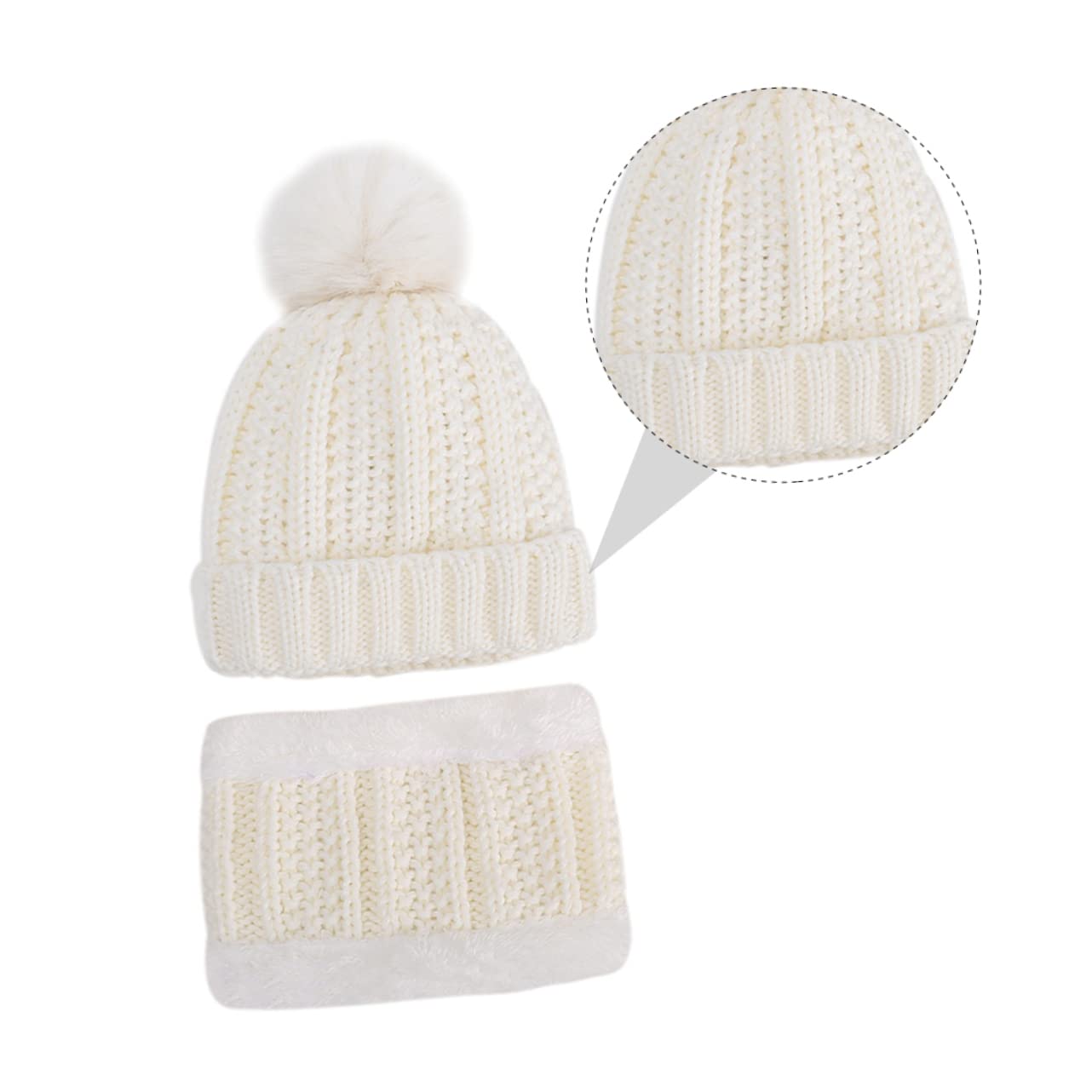 Ipetboom Warmest Knitted Hat Boys and Girls Winter Scarf Baby Boy Hat 0-3 Years White
