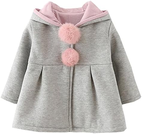 RJXDLT Baby Girls Coat Toddler Girl Lovely Ear Hoodie Down Jacket Winter Outwear 6-12 Months Gray 135
