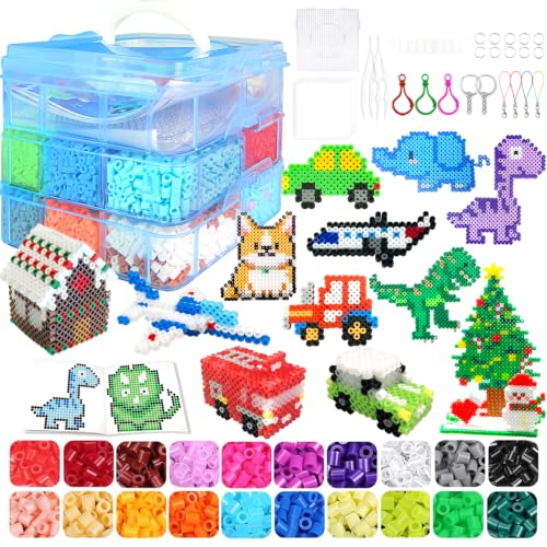 11000 Fuse Beads Kit for Kids-20 Colors 5mm Bead Craft Set with Storage Box Pegboard Ironing Paper and Accessories DIY Craft Kits Arts and Crafts Set Toys Gifts for Girls & Boys Birthday Christmas
