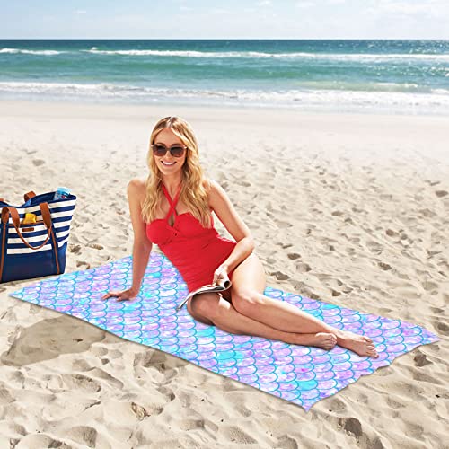 Arthmom Microfiber Beach Towel Oversized, 60"X30" Super Absorbent Quick Dry Beach Pool Swim Camping Towels For Adult Kids, Soft Cute Printed Large Beach Travel Bath Blanket Towel (Scale) #TOP3