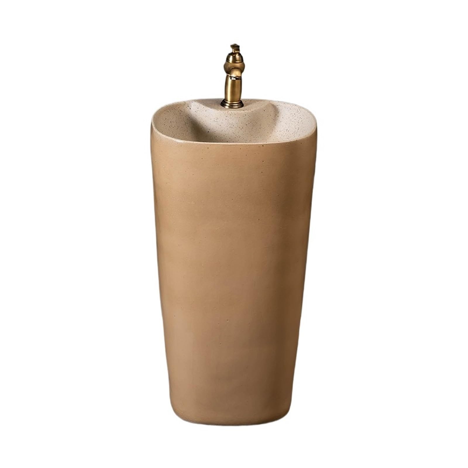 ASerZenith Modern Garden Integrated Pedestal Sink Bathroom Ceramic Washbasin With Faucet And Drain Kit Bathroom Pedestal Sink