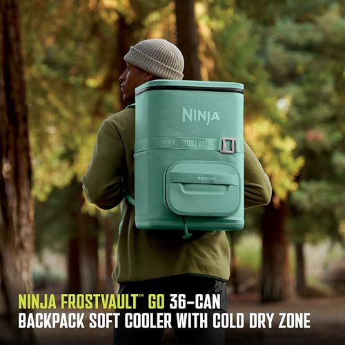 Image of Ninja FrostVault Go Can Soft Cooler, 24 /36 Can, Leak Proof, Built-In Cup Holder, 2 Ice Packs & Dry Storage Drawer, Polyester Insulation, Hiking, Camping, Picnic