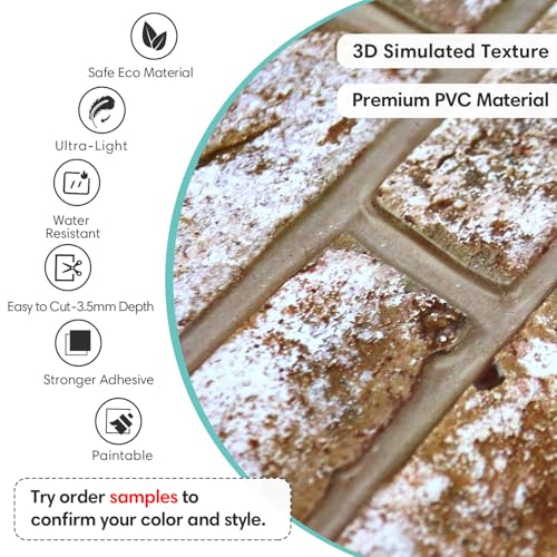Commomy 3D Brick Peel and Stick Wall Panels - 12 pcs of 22.8" x 11.8" - Thin & UrltraLight Brick Wallpaper Tiles for Kitchen, Bedroom, Living Room,TV Background(Covers 22.48 sq.ft) by Commomy - Used condition - Image 3