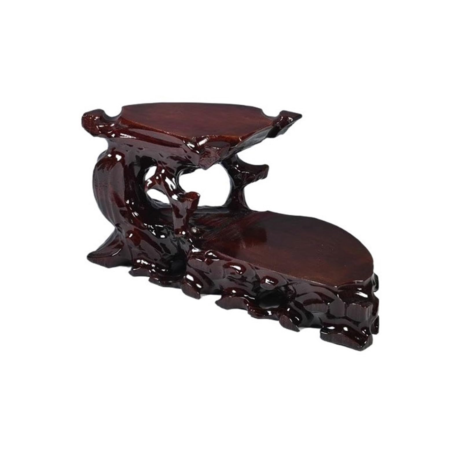 ZENY896V Home Irregular High Low Display Pedestal Wood Carving Ornaments Teapots Flower Pot Stand Decor