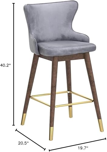 Miniatura 2 de Roundhill Furniture Leland - Taburetes de bar tapizados de tela, juego de 2, color gris Gris,Azul,Verde