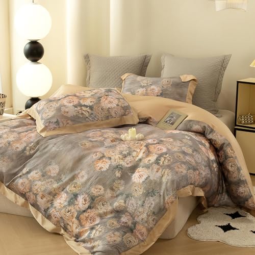 ECOCOTT Bedding 3-Piece Duvet Cover Queen Size – Silky Soft 100% Lyocell, Cooling & Breathable for Hot Sleepers, Ultra-Smooth with Modern Feathered Pattern, Moisture-Wicking