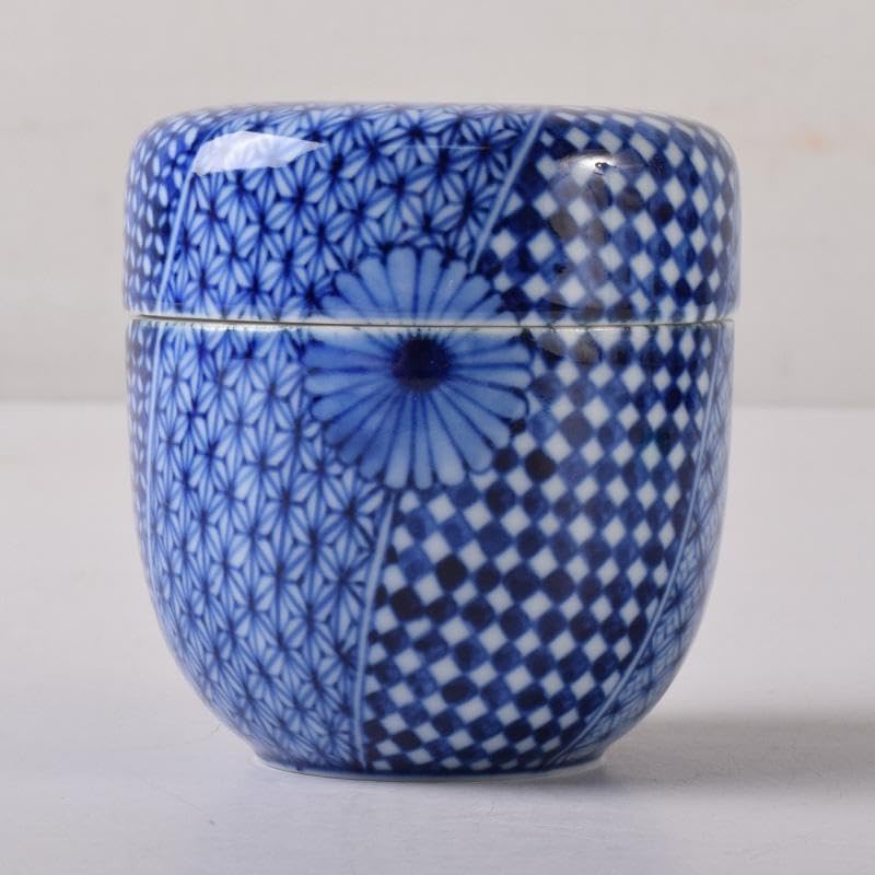 茶道具 陶楽造 染付 花文 棗 共箱 V 7841 茶道具 陶楽造 染付 花文 棗