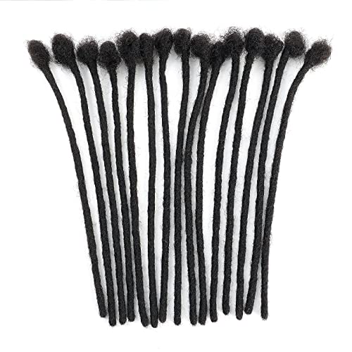 Vlliyava 100% Real Human Hair Dreadlock Extensions, 6 Inches 60 Locs 0.6cm Width Handmade Permanent Dreads Extensions For Women, Men Can Be Dyed ,Curled and Bleached (6 Inch,Natural Black )…