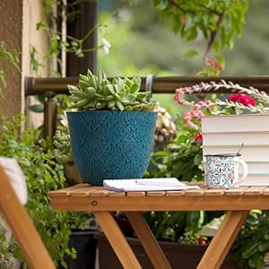 Worth Garden Plastic Round 8" Plant Pots for Indoor Plants - Set of 6 Multicolor Small Flower Pots W/Drainage Hole and Rubber Plug - Home Christmas Decorative planters Retro Floral Pattern Worth Garden Plastic Round 8 Plant Pots for Indoor Plants Set of 6 Multicolor Small Flower Pots WDrainage Hole and Rubber Plug Home Christmas Decorative planters Retro Floral Pattern