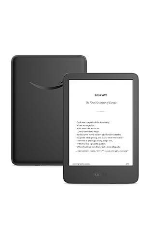 Amazon Kindle 16 GB (newest model) - Lightest and most compact Kindle, now with faster page turns, and higher contrast ratio, for an enhanced reading experience - Black - Black - Without Kindle Unlimited - Lockscreen Ad-Supported