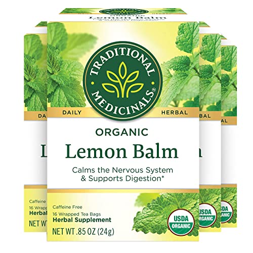 Traditional Medicinals Organic, Lemon Balm - Supports Stress Relief & Digestive Health - Kosher, Non-GMO, Caffeine-Free, Compostable - 16 Tea Bags : Herbal Teas : Everything Else