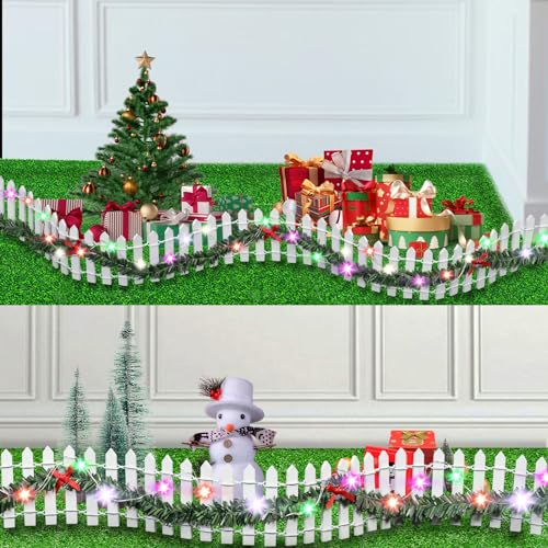 Johiux 2 Stück Wichtel Zubehör Weihnachten Miniatur Zaun Holzzaun,Wichtelhaus Miniatur Weihnachtsdeko Puppenhaus Beleuchtung Mini… – Ansicht 2