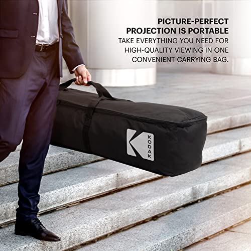 Kodak 120” Dual Projector Screen W/Stand | Fast Fold Gray Front & Rear Projection Backdrop For Outdoor & Indoor Movies With Tripod, Outdoor Stability Kit, & Black Storage Carry Case #TOP6