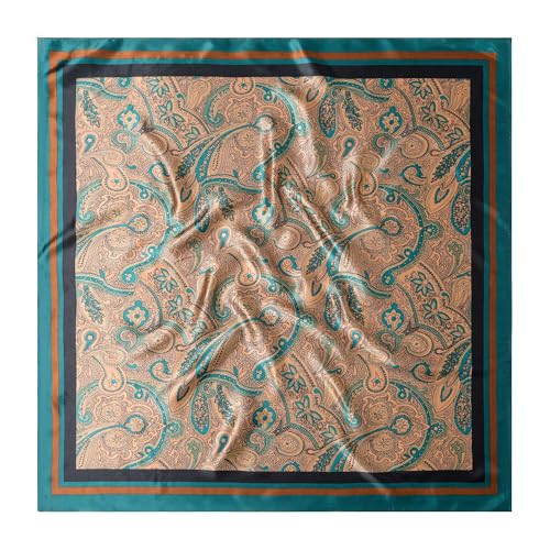 Image of 35 inch Men's Silk Cowboy Scarf - Oversized Western Bandana Neckwear, Large Square Scarf with Gift Packaging