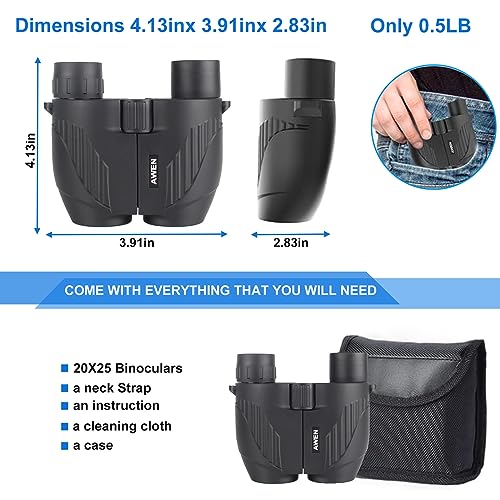 Binoculares compactos 20x25 para adultos y niños miniatura 3