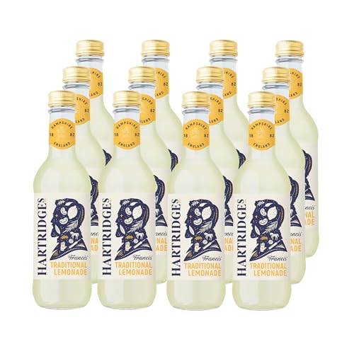 Hartridges Celebrated Traditional Lemonade 330ml Glass Bottles - Pack of 12 of 330ml Glass Bottles. Sparkling Drink with Natural Extracts and No Artificial Colours. Gluten-Free, Suitable for Vegans