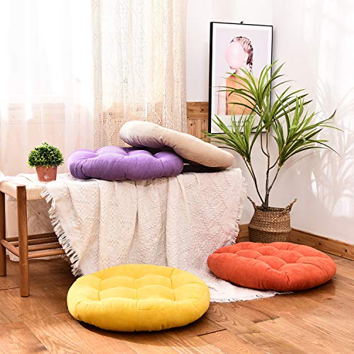 image for HIGOGOGO Round Solid Color Floor Pillow, Tufted Meditation Pillow for 
