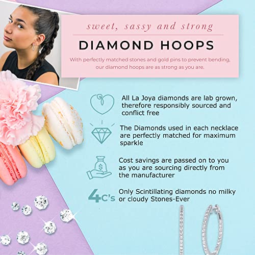 La Joya 1 Carat Lab Diamond Earring Hoops For Women | White Rhodium Plated 925 Sterling Silver Hoops | Beautiful Large Sterling Silver Hoop Earrings For Women | Exceptional Diamond Jewelry For Women #TOP4