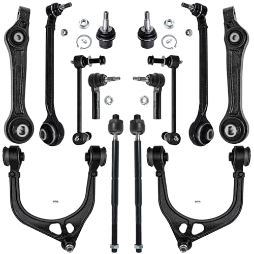 Image of Detroit Axle - Front End 14pc Suspension Kit for Chrysler 300 Dodge Challenger Charger Magnum, 6 Control Arms w /Ball Joints, 2 Lower Ball Joints, 4 Inner & Outer Tie Rods, 2 Sway Bar Links Replacem