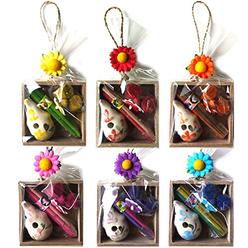 【プチギフト6個】木箱入りゾウさんお香セット 6個入り スティックお香 コーン型お香 陶器製お香立て 色と香りおまかせ 退職/転勤/異動お礼プチギフト サンキューシール付き(6個入り)