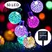 Produktbild ZWOOS Solar Lichterkette, 7m 50 LED Lichterkette mit 8 Modi, wasserdichte Kristallkugel Lichterketten für Garten, Terrasse, Weihnachten (Bunt)