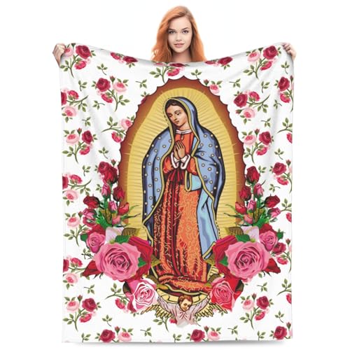 Virgin Mary Gifts - Virgin Mary Throw Blanket Soft Flannel Virgen De Guadalupe Gift Blanket 50x40