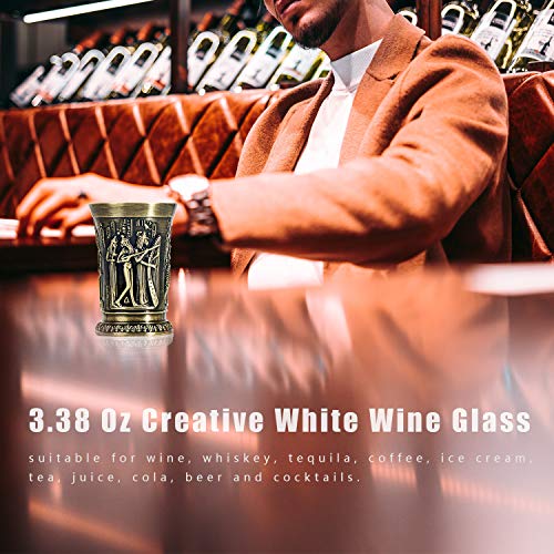 Shot Glass,1.1 Oz Metal Vintage Egyptian Shot Glass,Sun God Pattern Creative Wine Glass，Used For Tequila-Vodka-Brandy-Whisky-Rum-Vodka-Sake #TOP1