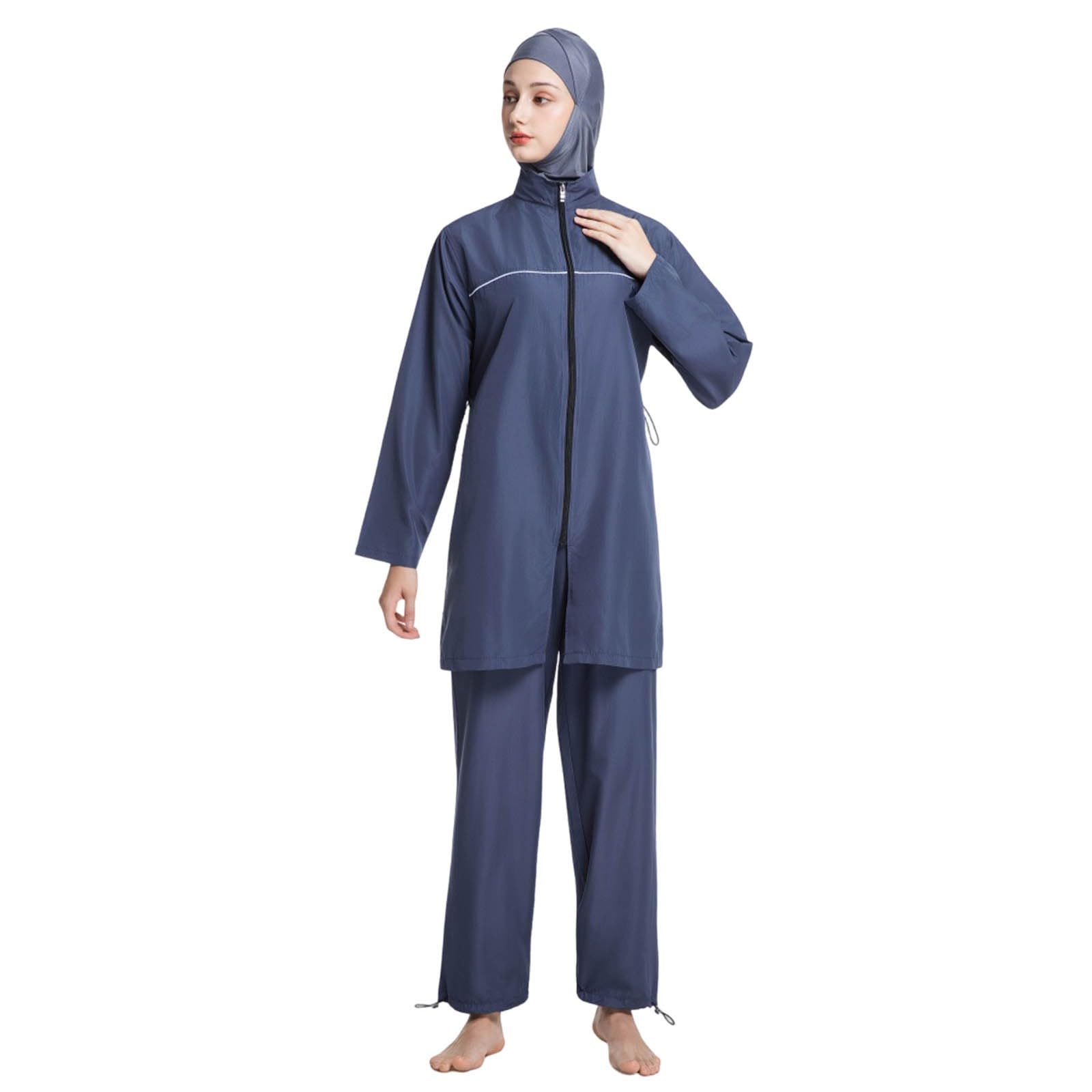 Maillot de bain Burkini musulman pour femme - Couverture complète - Tankini à manches longues avec bonnet de bain - Maillot de bain d'extérieur - Activités de vacances, plage, surf