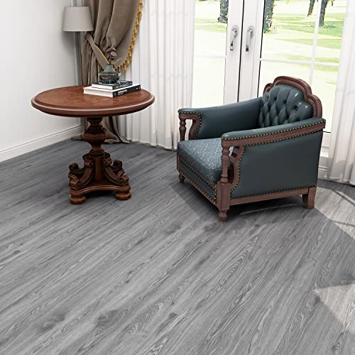 Mysflosy Peel And Stick Floor Tiles,Pvc Self-Adhesive Luxury Vinyl Flooring Plank,6X36Inch 36Pack 54 Sq.ft, Waterproof Diy Deep Wood Grain Planks Easy To Install For Kitchen, Living Room, Light Grey #TOP1