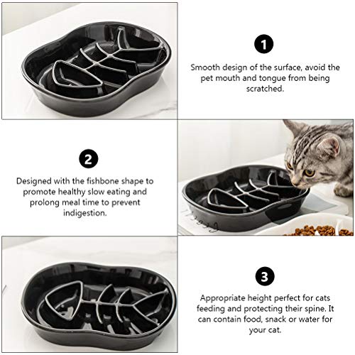 TEHAUX Tigela lenta para alimentação de gatos Tigela de cerâmica para evitar asfixia de animais de e