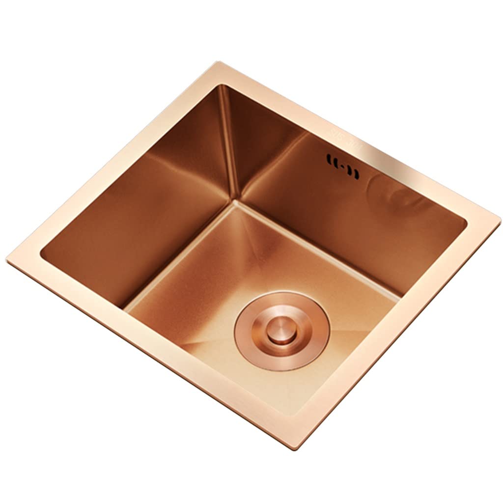 Évier de cuisine anti-éclaboussures en acier rose 40x36cm pour petite cuisine et bar