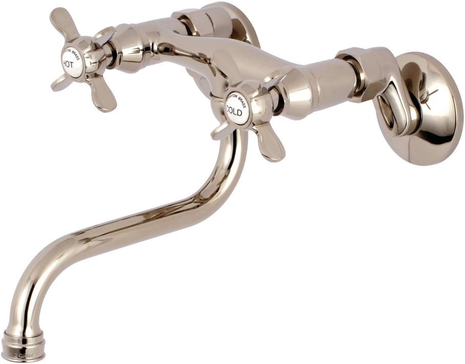 Kingston Brass KS116SB Adjustable Center Wall Mount Bathroom Faucet, Brushed Brass 10.38 x 6 x 5.44