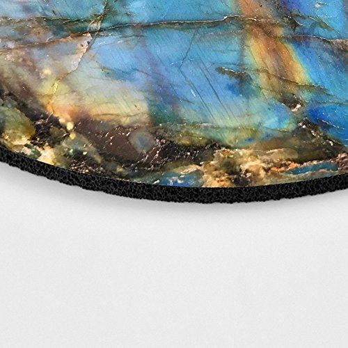 Labradorite Mouse Pad, Rainbow Moonstone Round Mousepad, Iridescent Holographic Stone Mouse Pad, Blue Flash Stone #TOP2