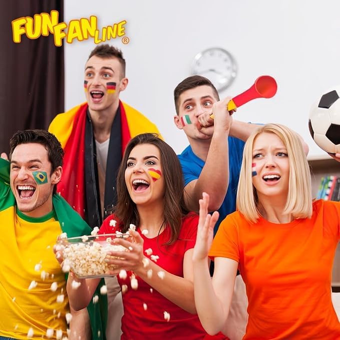 Packung Klappbare (Einziehbare) und Personalisierbare Vuvuzela-Trompeten | Kombinieren Sie 3 Farben | 108 DB Animationströte für Fußball, Konzerte und Events