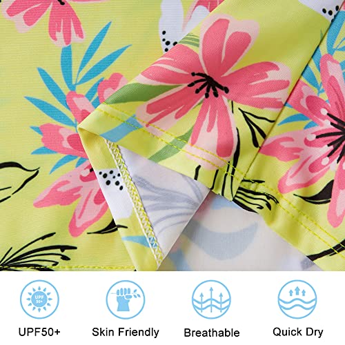 Image of Funnycokid Girls Swimsuit Toddler Bathing Suit Long Sleeve 2 Piece Rash Guard Set for Kids 2-10 Years