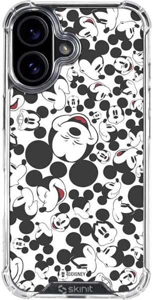 Skinit Clear Phone Case Compatible with iPhone 16 - Officially Licensed Disney Mickey Mouse Logo Pattern Design