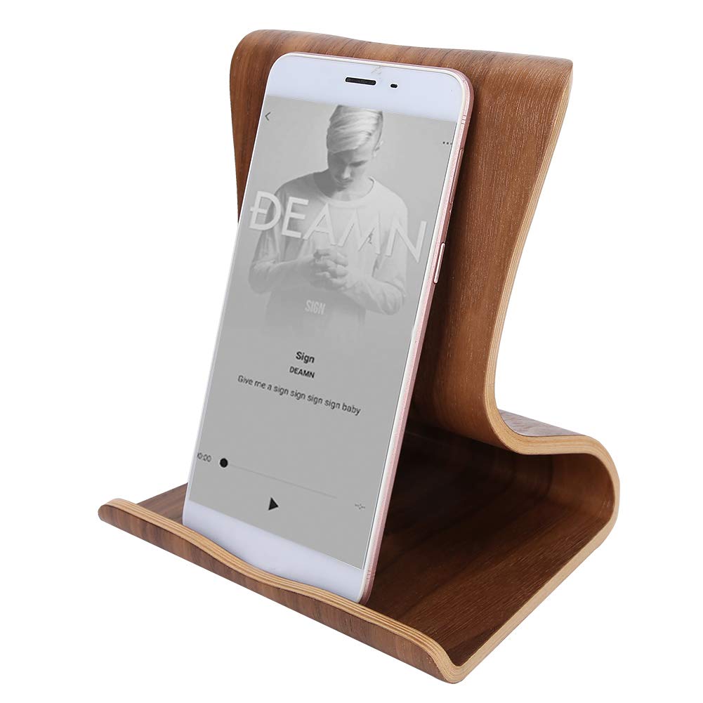 Fdit Supporto Telefono in Legno per Scrivania, Porta Cellulare da Tavolo Universale, Compatibile Smartphone e Tablet
