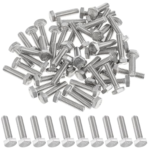 Image of Zonon 50 Pcs 1 /4-20 x 1 Hex Head Screw Bolt 18-8 (304) Stainless Steel Hexagon Bolts, Fully Threaded, Plain Finish, External Hex Drive (Silver)