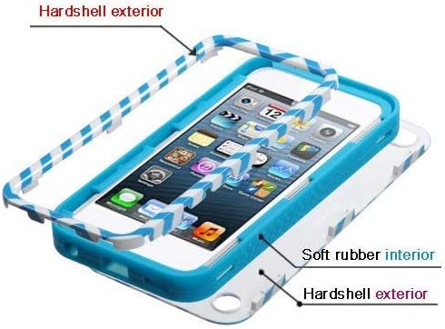 Wydan Compatible Case for iPod Touch 6th, 5th Generation - VERGE TUFF Hybrid Hard Shockproof Case Protective Cover - Teal Chevron for Apple