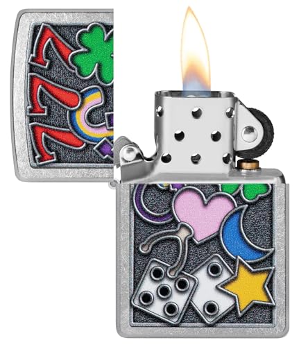 Image of Zippo All Luck Design Street Chrome, Pocket Fuel Windproof Premium Lighter (BIS Certifed)