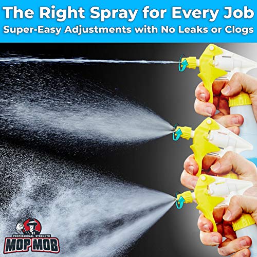 Mop Mob Leak-Free Chemical Resistant Spray Head and 24 oz Bottle 10 Pack Heavy-Duty Industrial Sprayer With Low-Fatigue Trigger and Nozzle for Auto/Car Detailing, Window Cleaning and Janitorial Supply