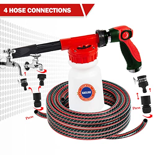 Gaslike 52Pcs Car Wash Kit With Foam Gun, Car Detailing Kit, Car Wheel Brush &Microfiber Wash Mitts For Car Cleaning Supplies, Adjustable Hose Wash Sprayer And With Quick Connector To Any Garden Hose #TOP3