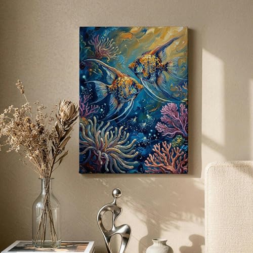 Toile murale abstraite pour raviver un mur vide avec du corail bleu - 5