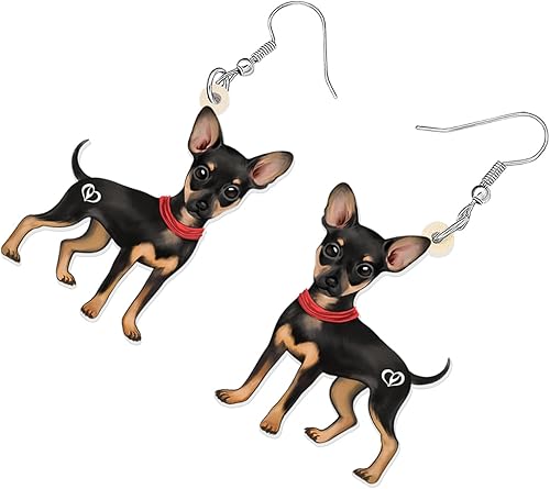 Miniatura 3 de NEWEI Aretes colgantes de acrílico para perros de Chihuahua Dulce Chihuahua, para mujeres, niños, cachorros, animales, joyería de regalo