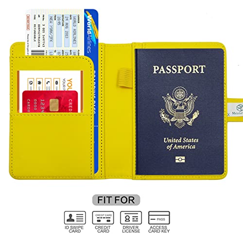 Image of Melsbrinna Premium Leather Passport Holder Covers Case, Waterproof Rfid Blocking Travel Wallet Passport Holder with Pen Holder, Cute Passport Book for Women /Men