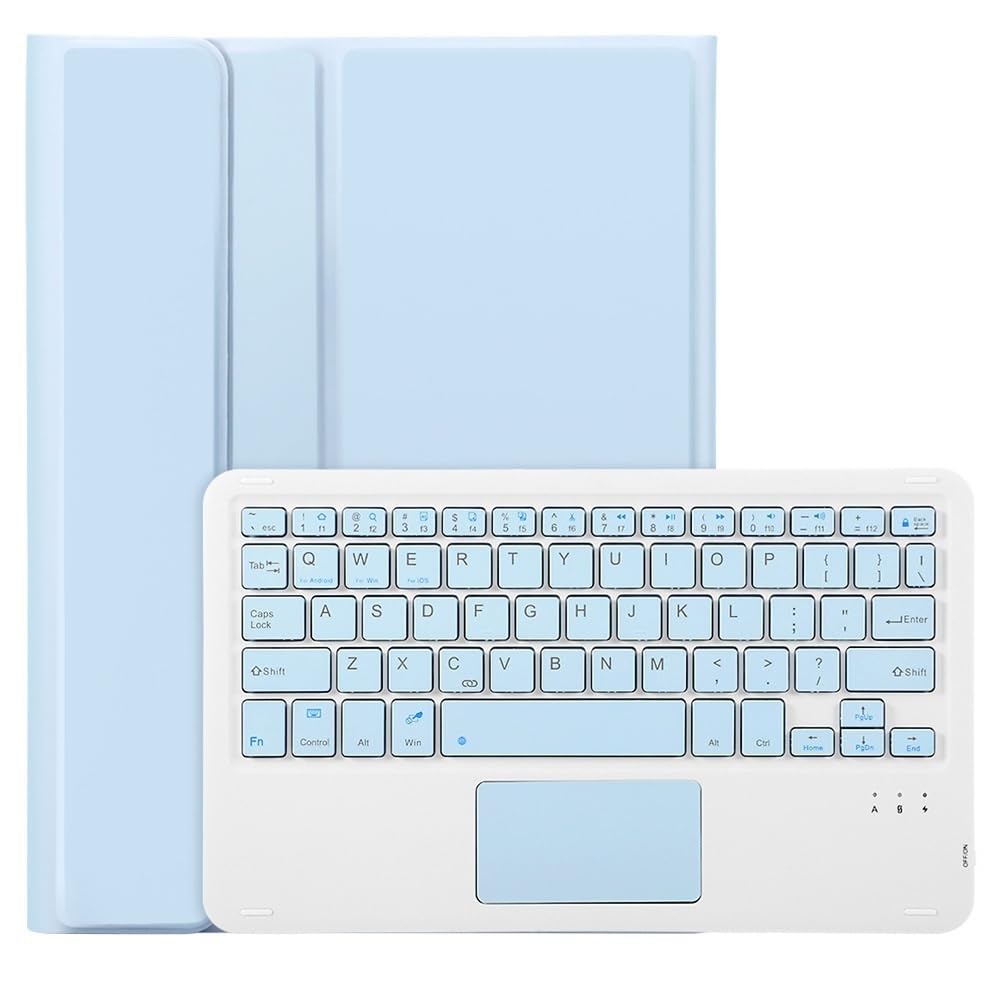 Accesorios, funda de teclado táctil desmontable con ranura para bolígrafo, funda protectora de piel Filp compatible con iPad de 10ª generación de 10.9 pulgadas (azul cielo)