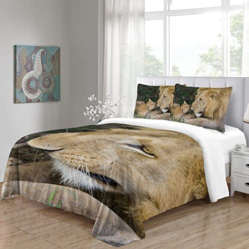 Housse de couette lion 3D microfibre抗褪色单人床品套件135*200 - 5