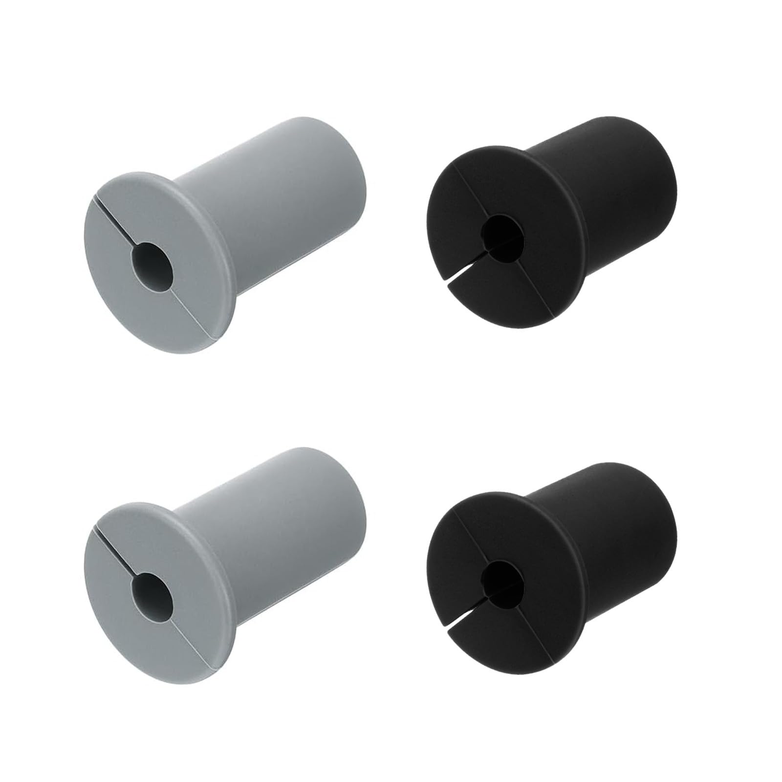 HiPicco 4Pcs Wall Grommets for Cables 3/4-Inch Silicone Cable Wall Bushing Feed Through Cable Routing Kit Accessories Wall Cable Pass Through for Ethernet with 7mm Hole, （2pcs Black，2pcs Grey